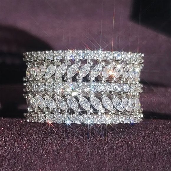 NEW ROUND ETERNITY BAND DIAMOND S925 STERLING SILVER RING - Picture 1 of 4